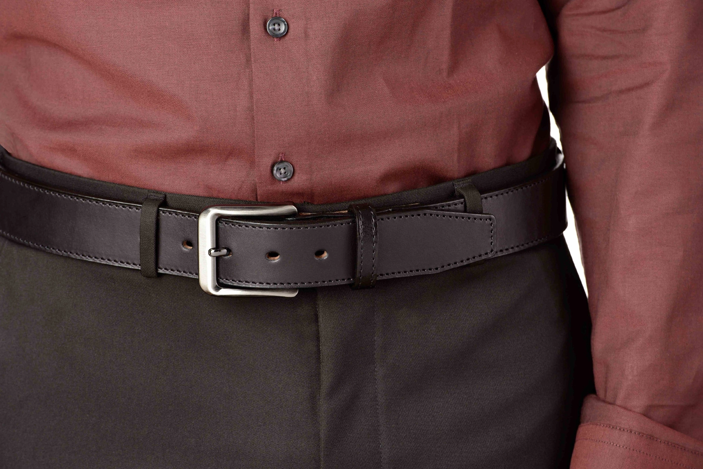 The Stallion: Black Stitched Italian Leather 1.50"