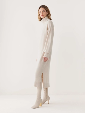 The Turtleneck Sweater Dress in Cream