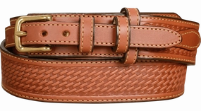 The Walker: Chestnut Brown Stitched Basket Weave Ranger 1.50"