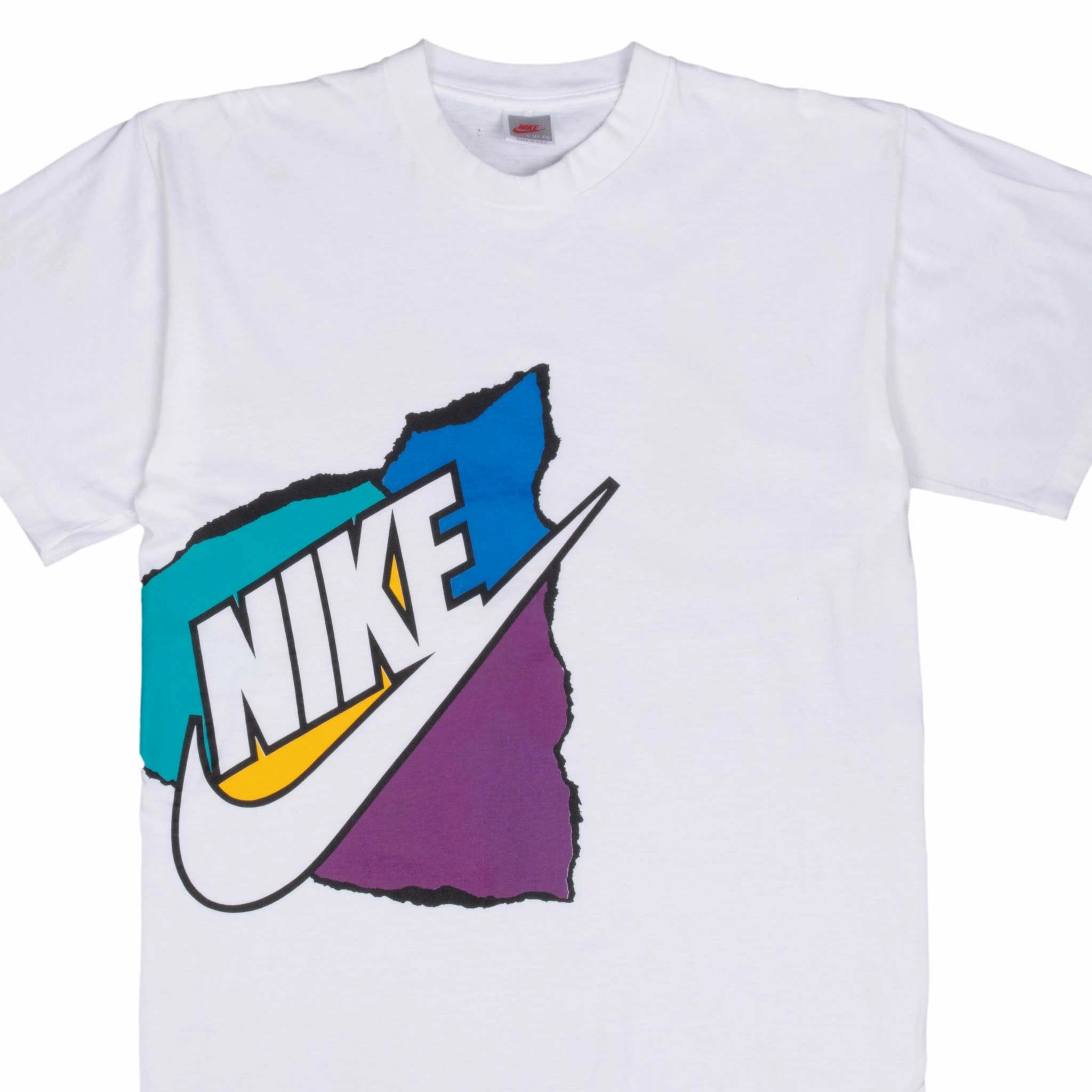 VINTAGE NIKE ALL OVER PRINT EARLY 1990S WHITE TEE SHIRT LARGE MADE IN USA
